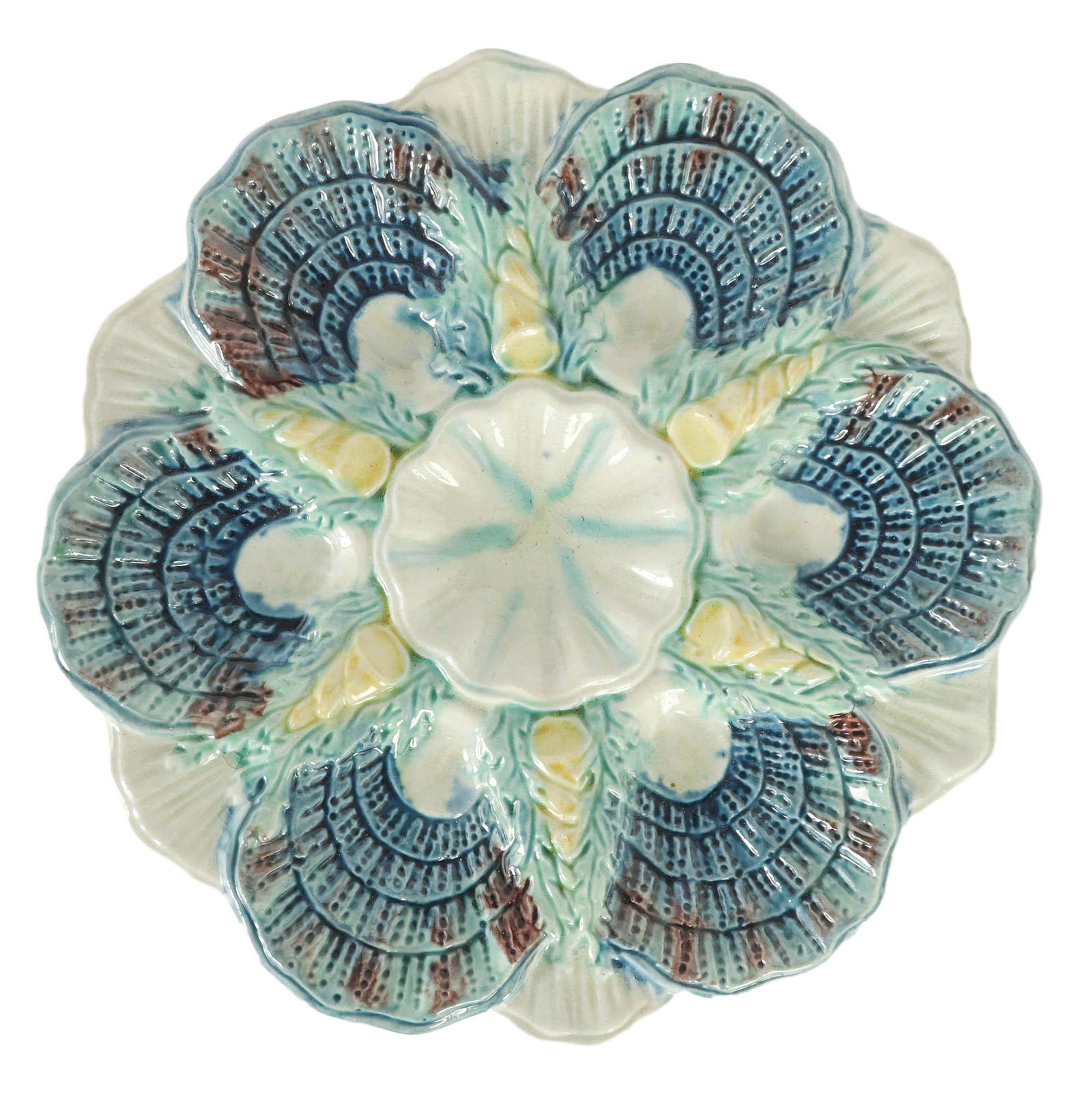 Antique French Majolica Clam Shell Oyster Plate 9" (1 of 3)