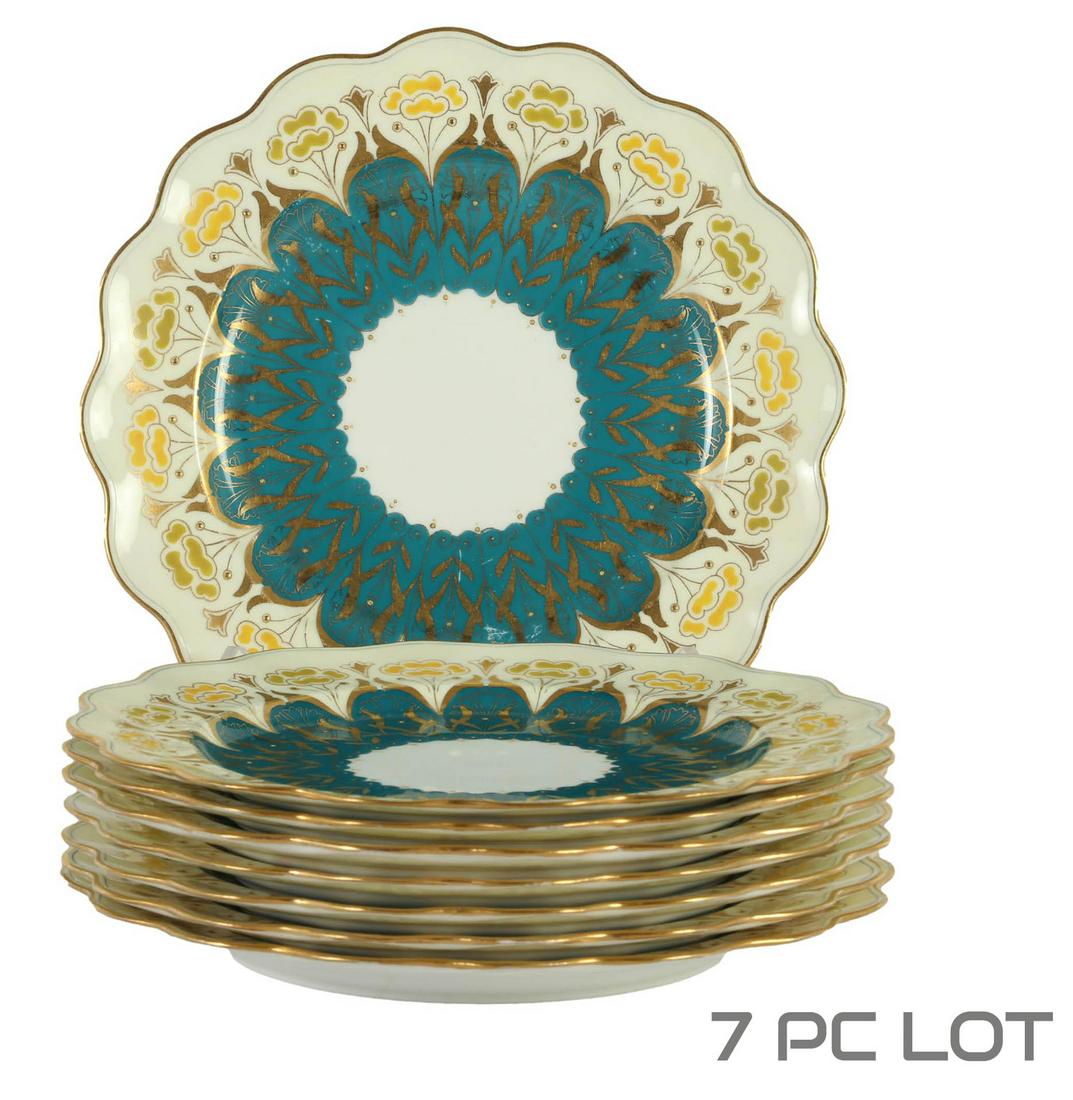 Doulton Burslem Floral Gold Gilt Salad Plate LOT (1 of 5)