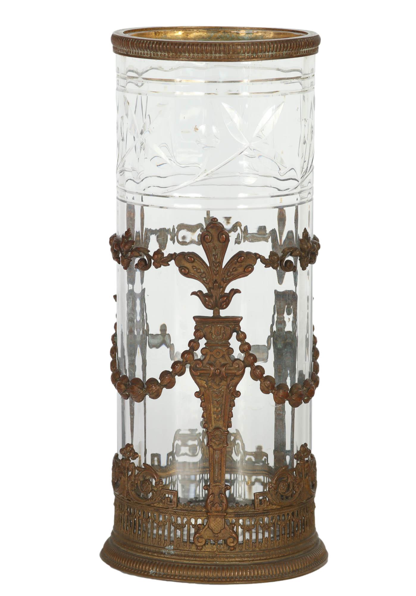 Antique Baccarat Style Bronze Mounted Crystal Vase (1 of 3)