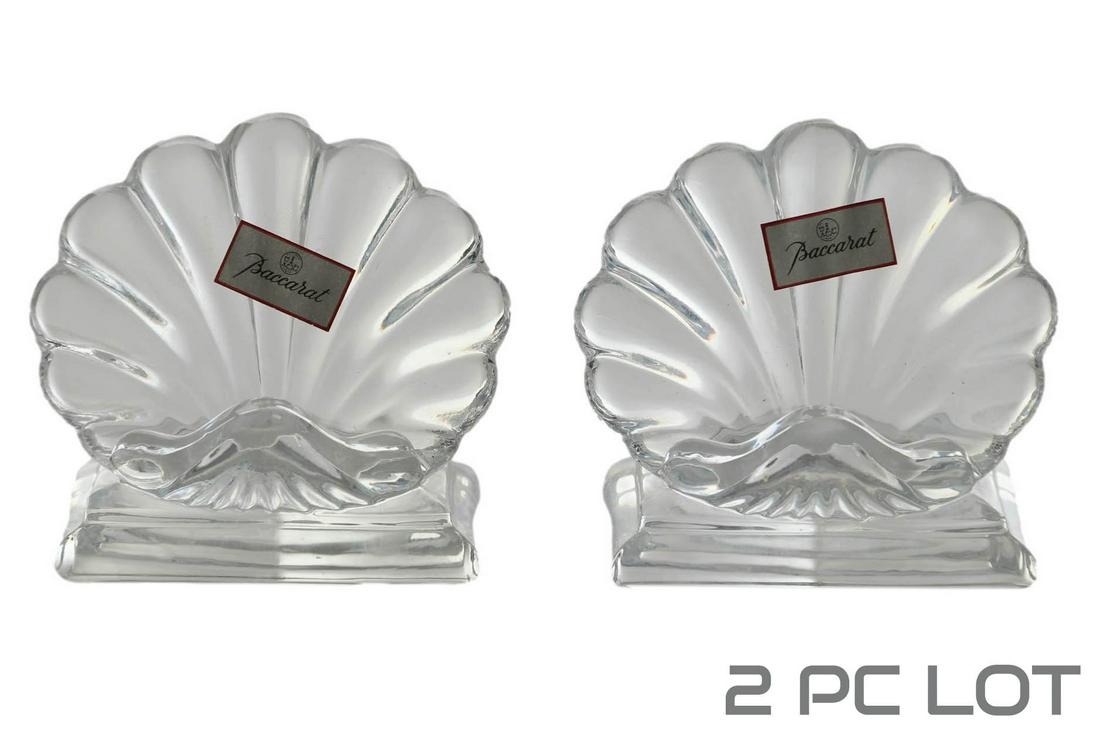Baccarat Crystal Bambous Place Card Holder 2pc LOT (1 of 5)