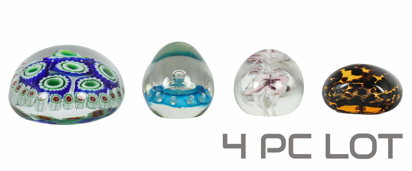 Murano Italy Studio Art Glass Paperweight 4pc LOT (1 of 4)