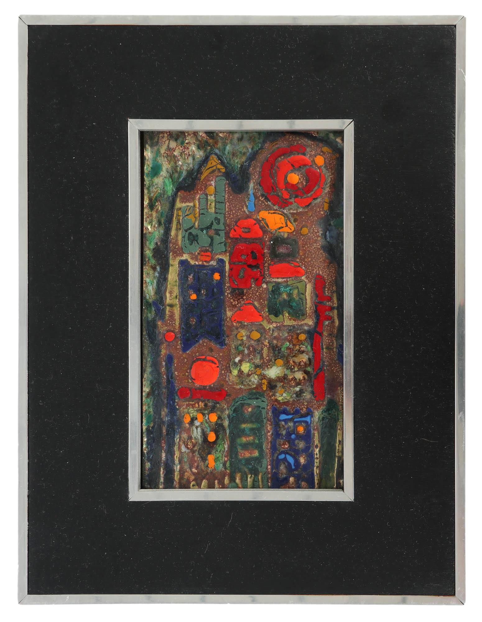 Abstract Composition Enamel on Copper Painting (1 of 3)