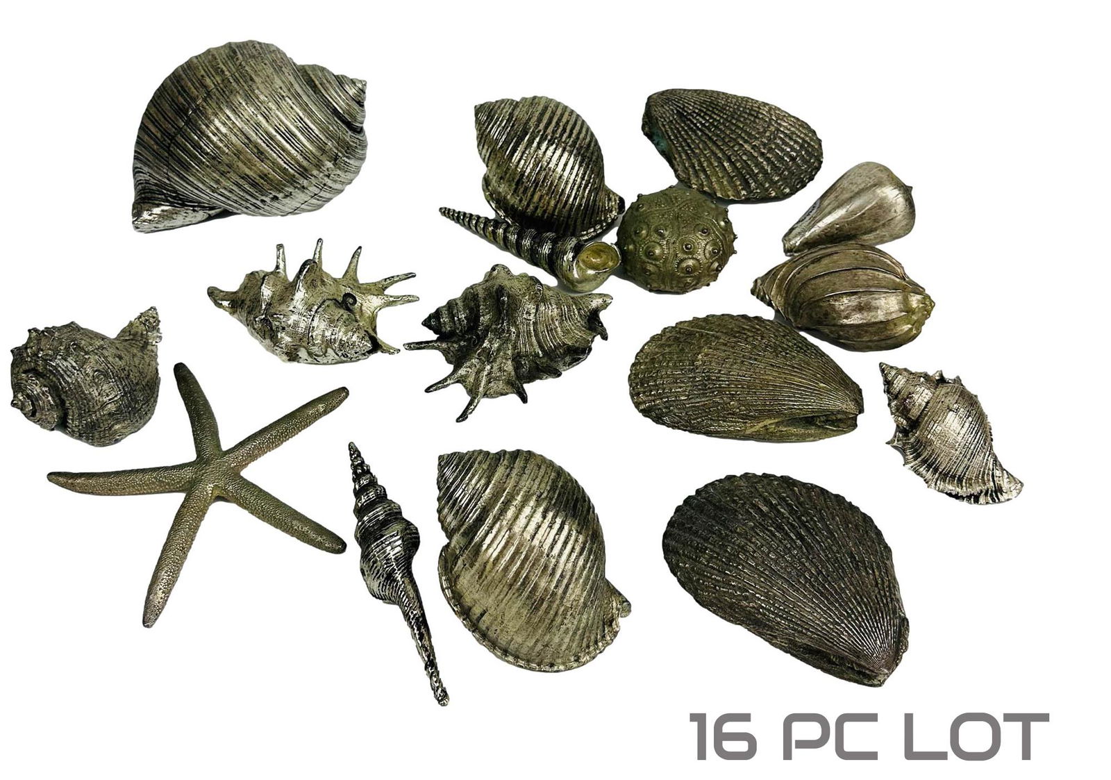 Starfish Conch Clam Silver Plate Seashell 16pc LOT (1 of 5)