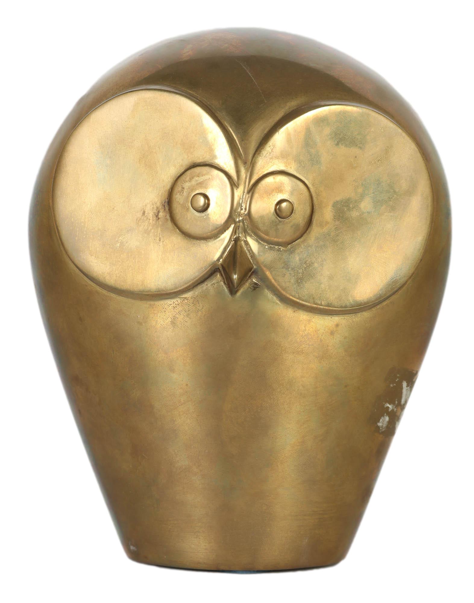 MCM Dolbi Cashier Modernist Solid Brass Owl Statue (1 of 4)
