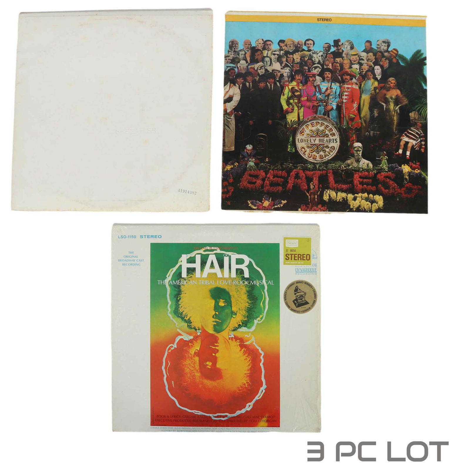 The Beatles & Hair Vinyl LP Music Records 3pc LOT (1 of 5)