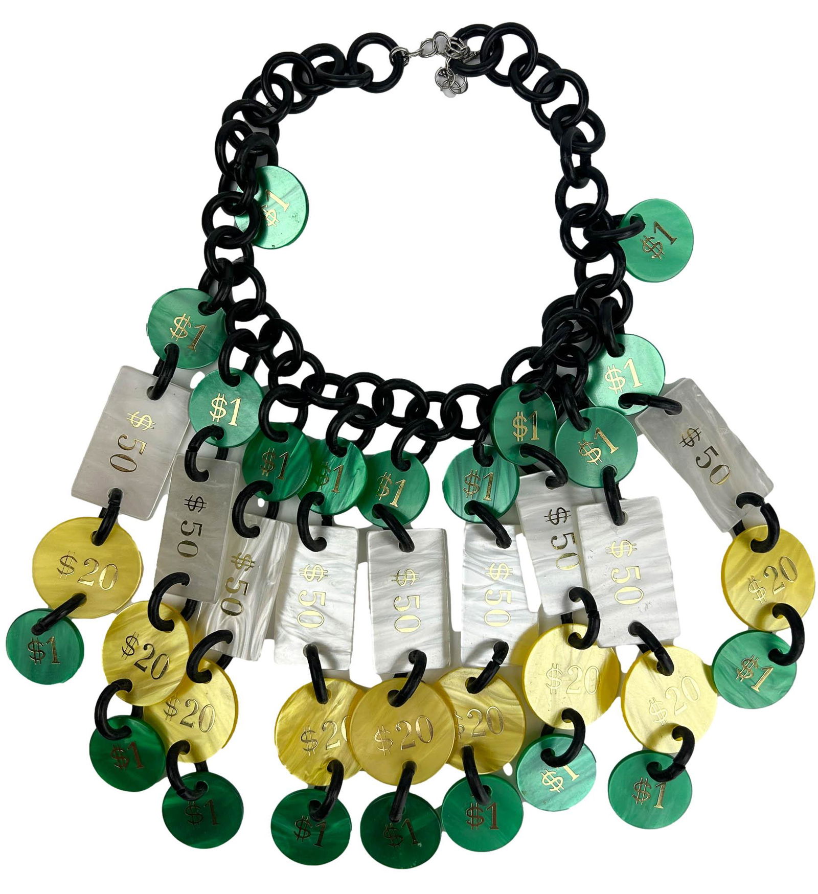 Jan Carlin Pearlized Casino Chip Necklace SIGNED (1 of 5)