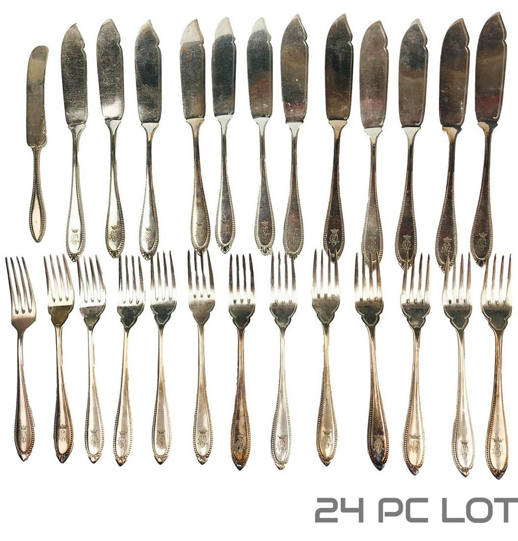 Art Krupp Bernadorf Silver Plate Fish Forks Knifes (1 of 9)