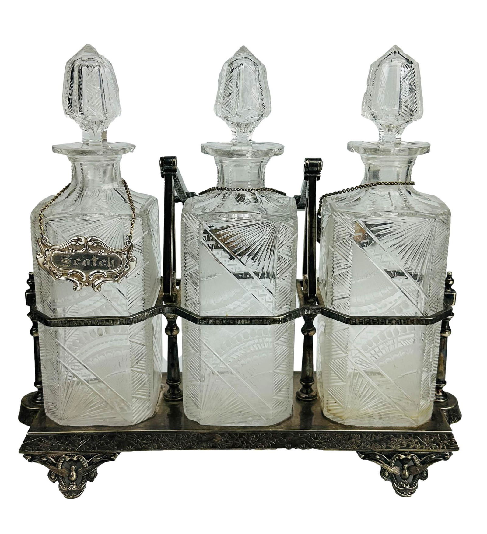 Antique Victorian English Silverplate Bar Tantalus (1 of 7)