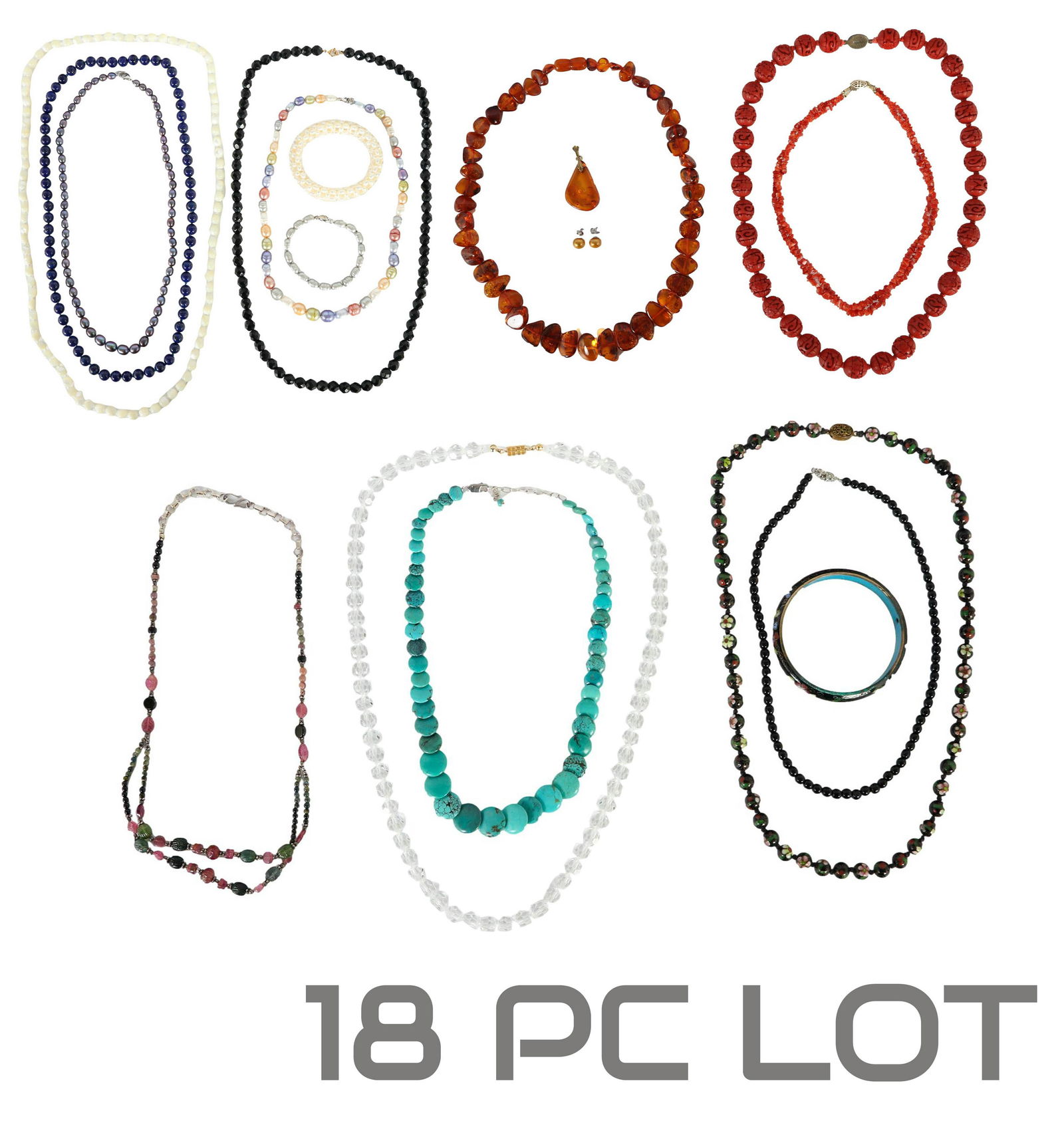 Amber Lapis MOP Necklace Bracelet Earring 18pc LOT (1 of 7)