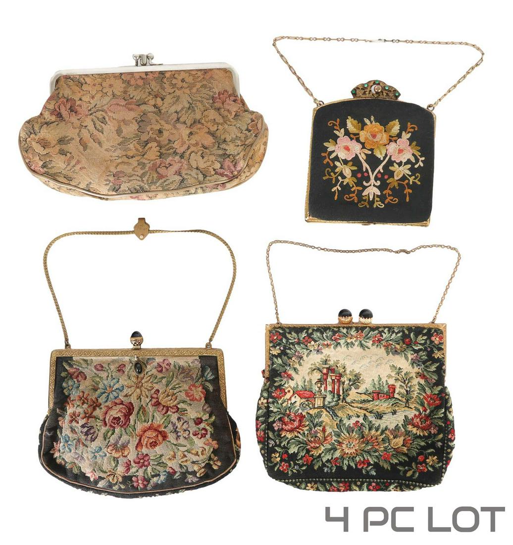 Antique Tapestry Petit Point Purse Clutch Bag LOT (1 of 6)