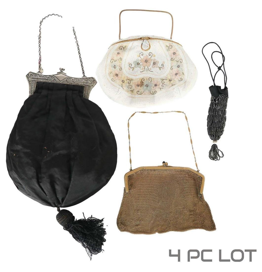 Antique Bead Mesh Needlepoint Clitch Purse LOT (1 of 5)