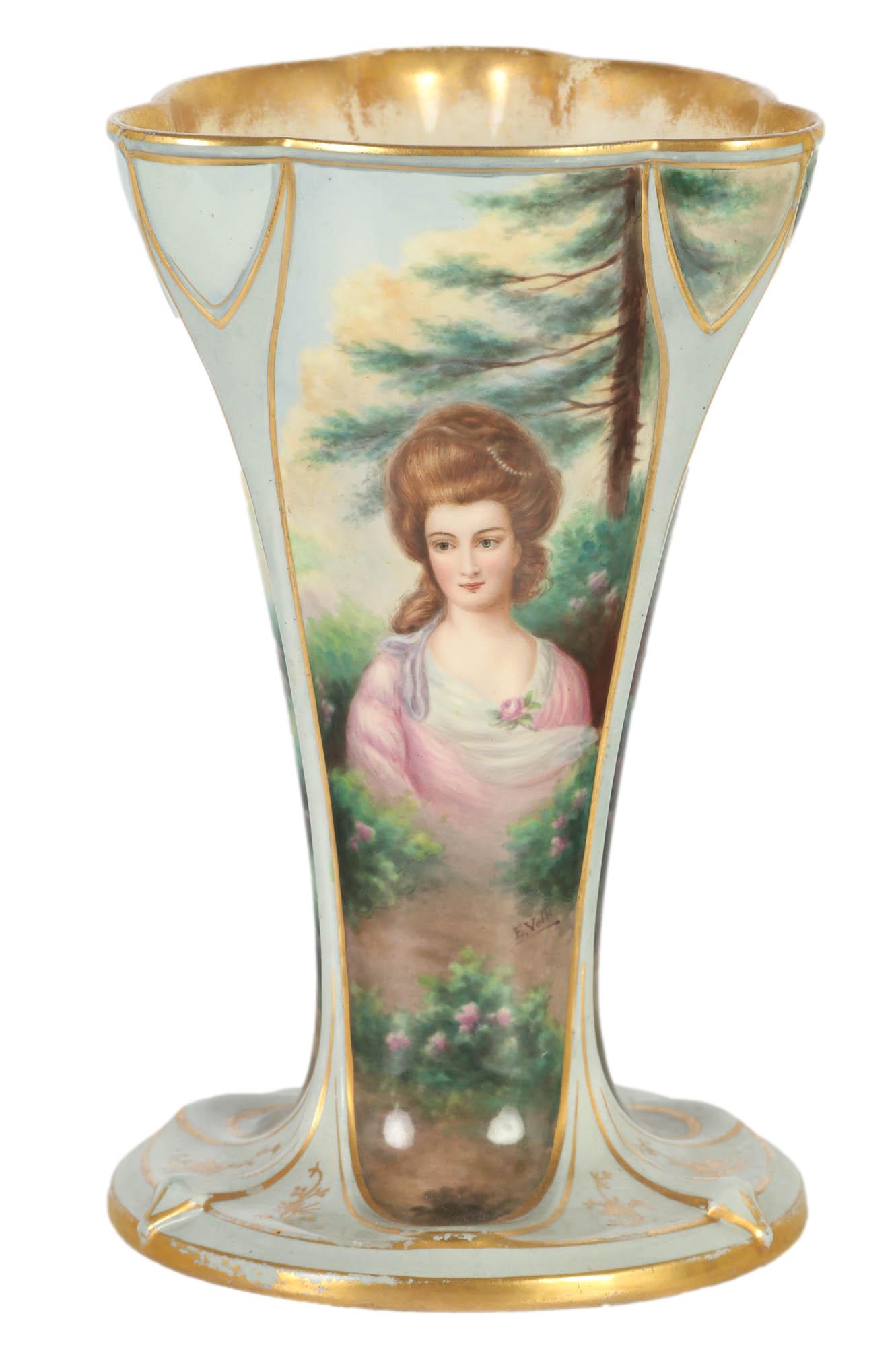 Antique Royal Bonn signed E Volk Portrait Vase 10" (1 of 5)