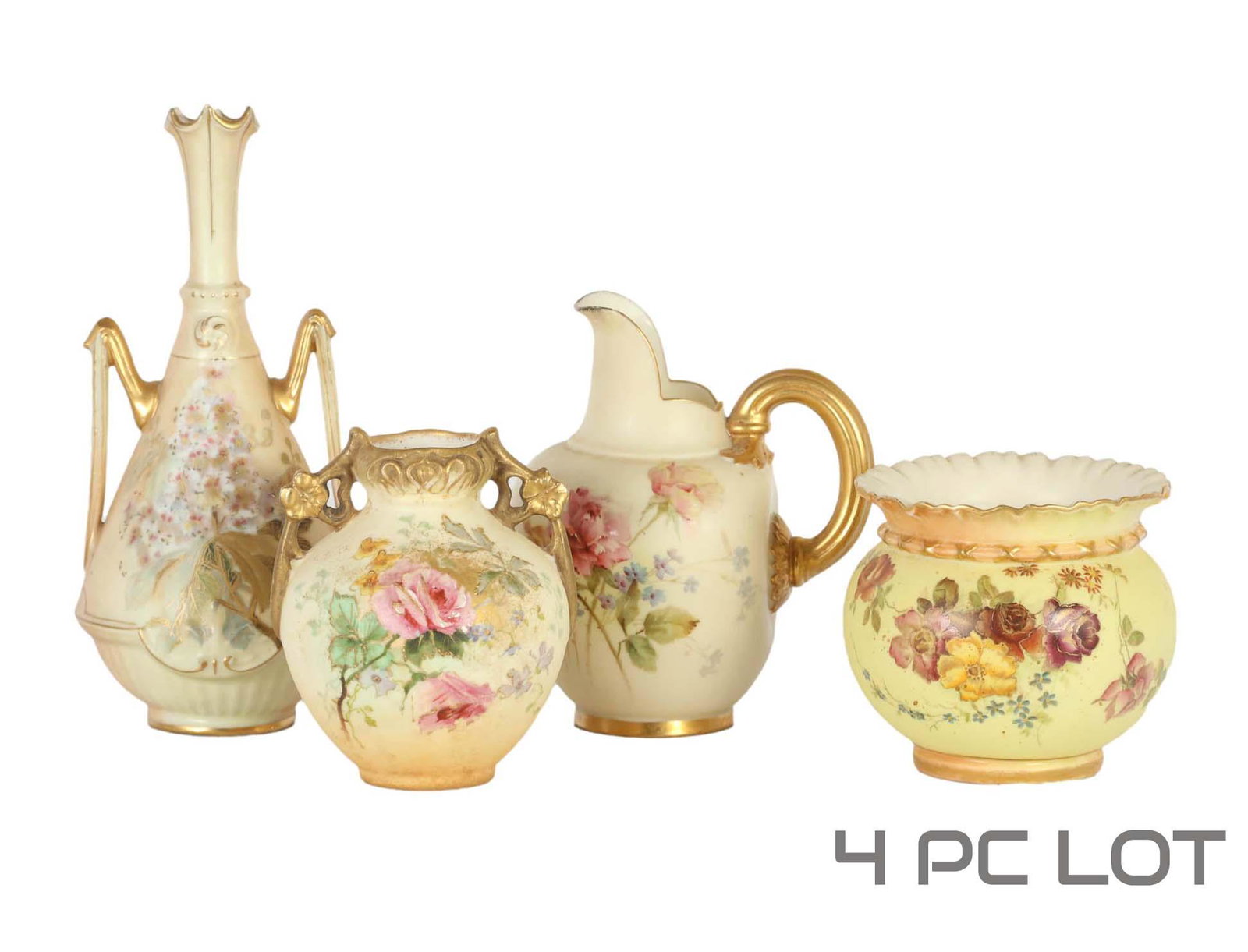 Royal Worcester Porcelain Shelf Cabinet Vase 4pc (1 of 6)