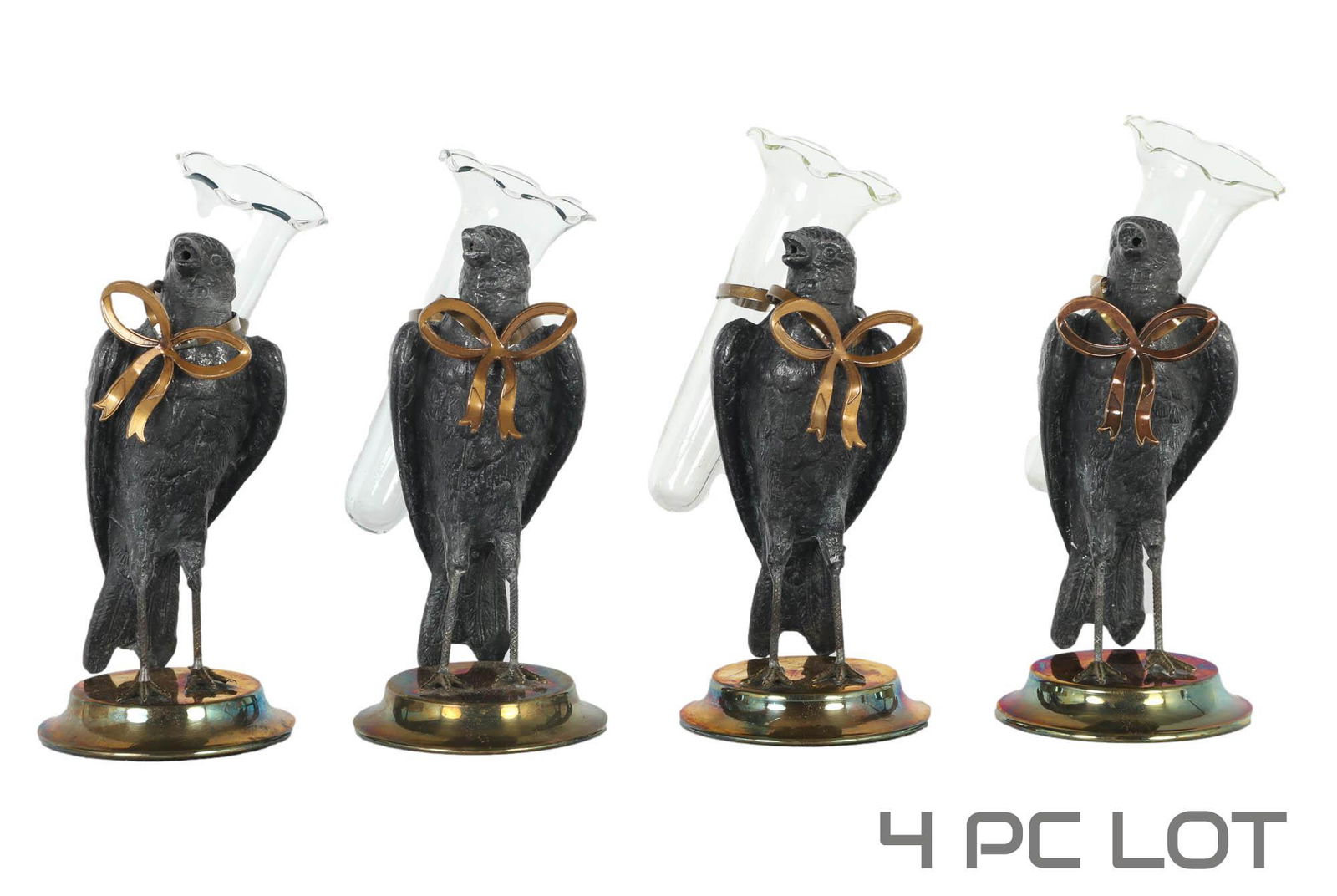 4 Petite Choses Metal Bird w Glass Vial Posy Vases (1 of 5)