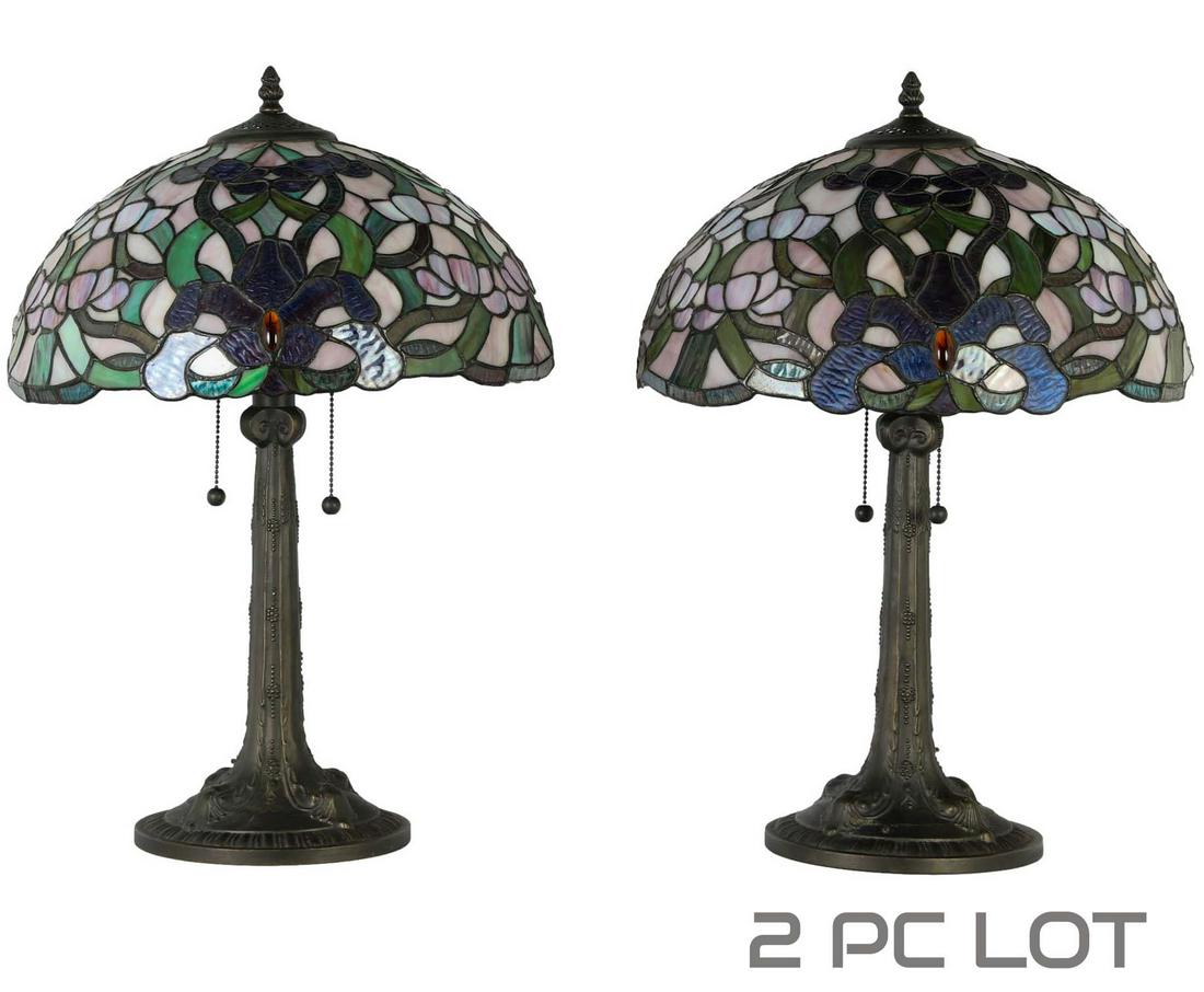 Nouveau Stained Glass Floral Lamps after Tiffany (1 of 7)