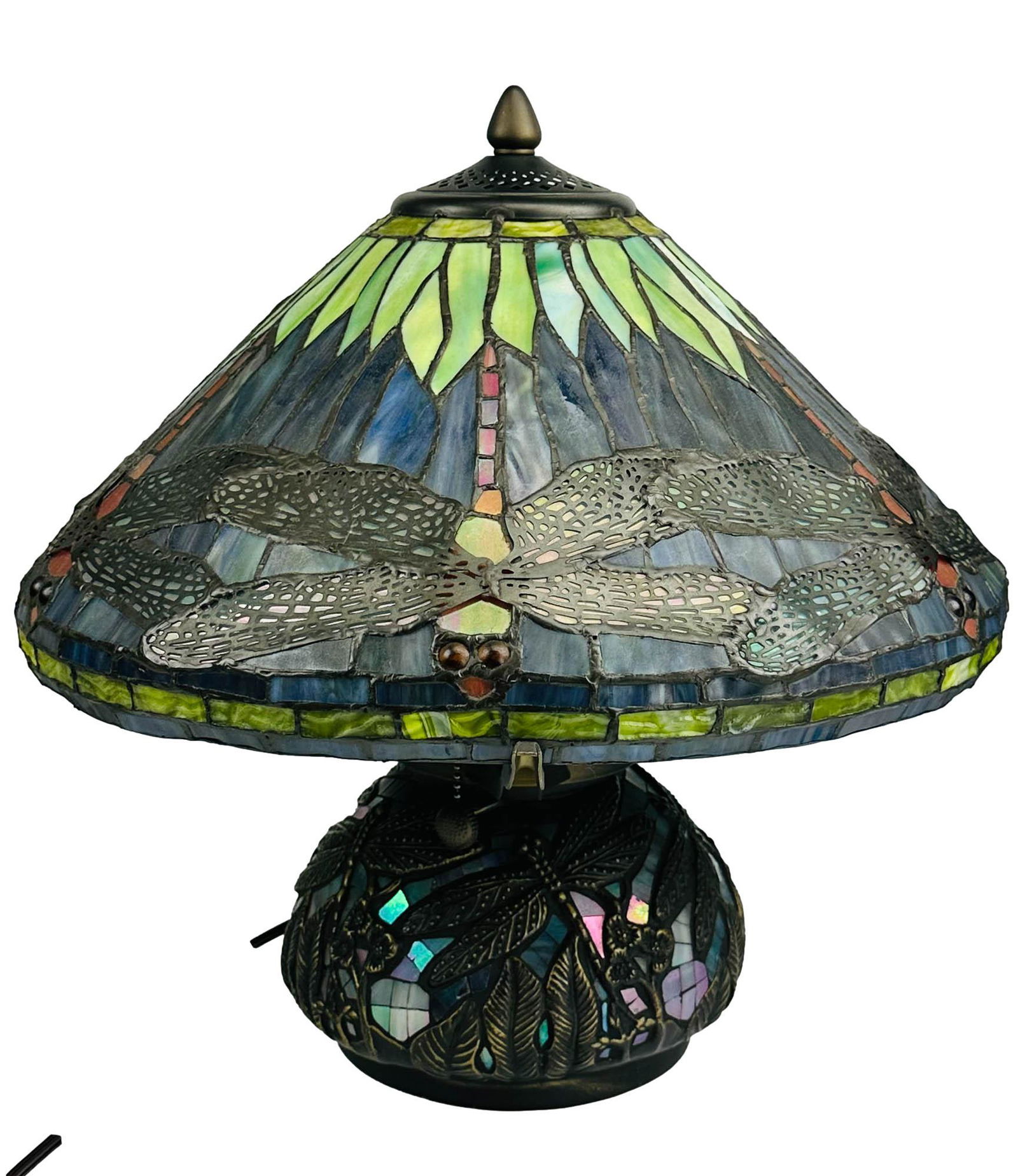Dragonfly Leaded Glass Mosaic Tiffany Style Lamp (1 of 4)
