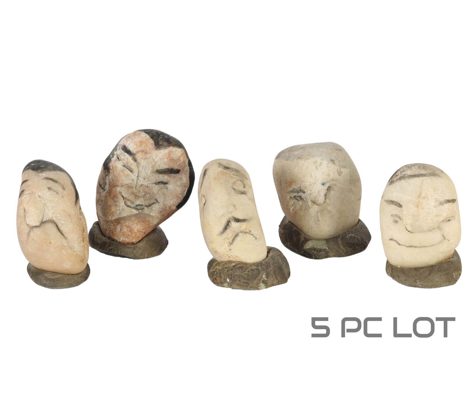 Irma Selz Caricature Face Stone Sculptures 5pc LOT (1 of 5)