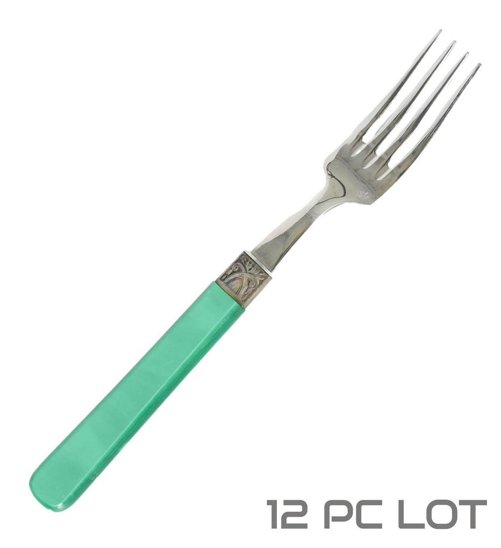 Made in France Green Lucite Handle Forks 12pc LOT (1 of 4)