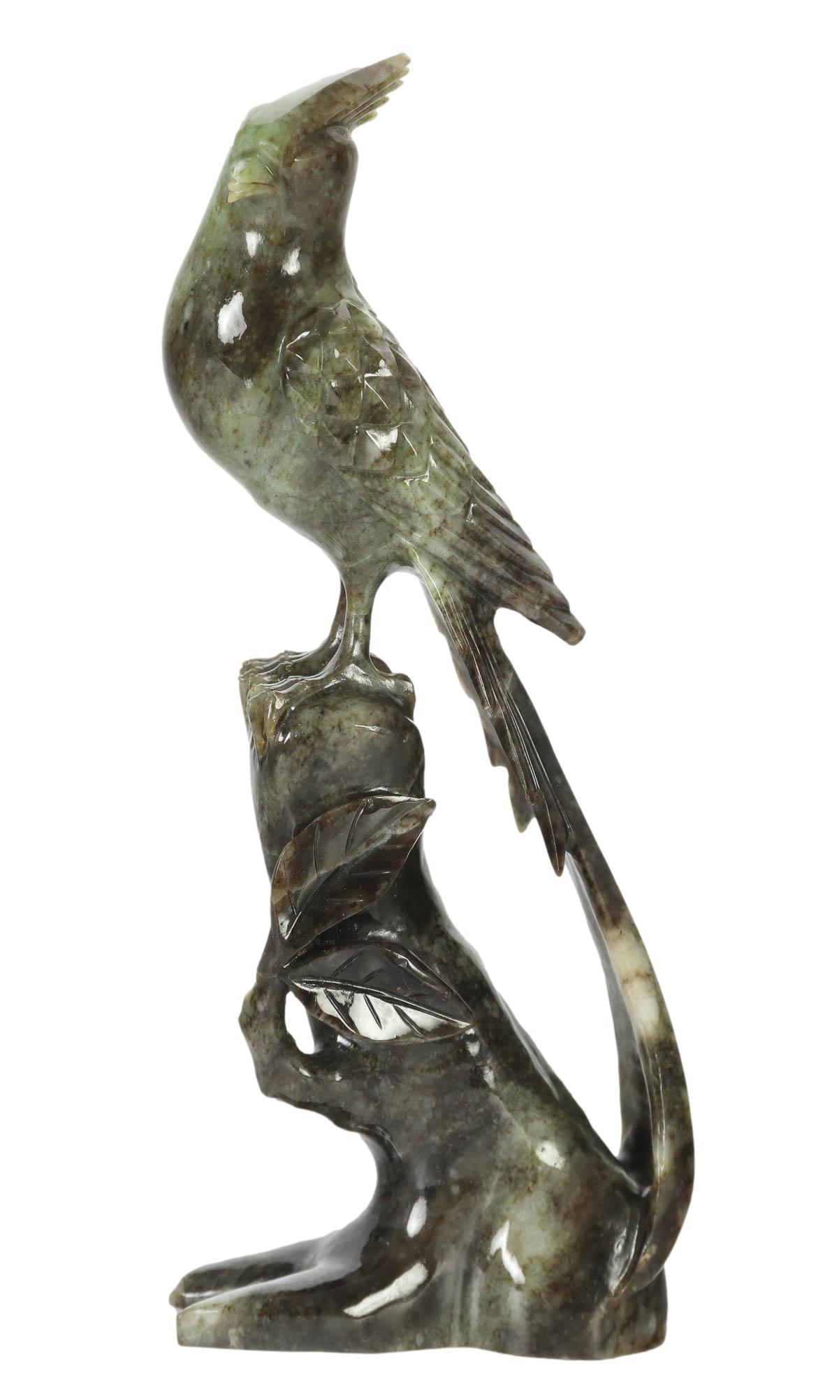 Serpentine Stone Carved Phoenix Bird Sculpture Box (1 of 5)