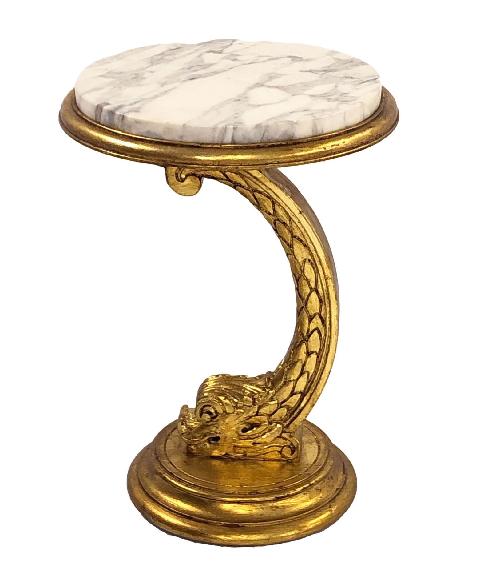Regency Style Marble Top Gilt Wood Dolphin Table (1 of 3)