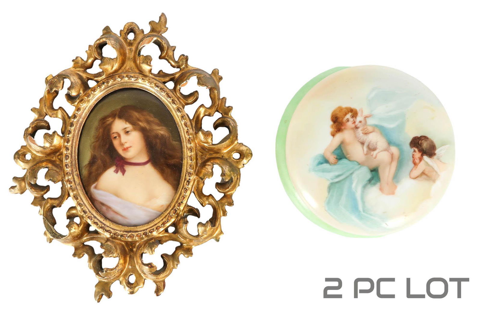19C French Limoges Porcelain Box & Portrait LOT (1 of 5)