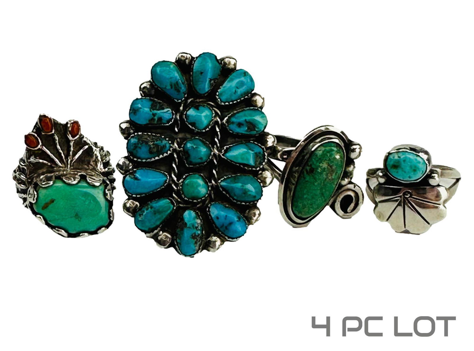 Native American Indian Sterling Turquoise Ring LOT (1 of 2)