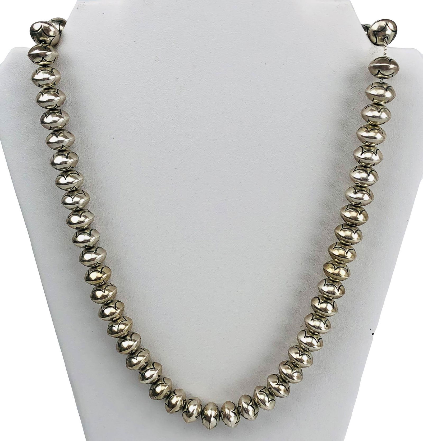 American Indian Sterling Silver Beaded Necklace (1 of 4)