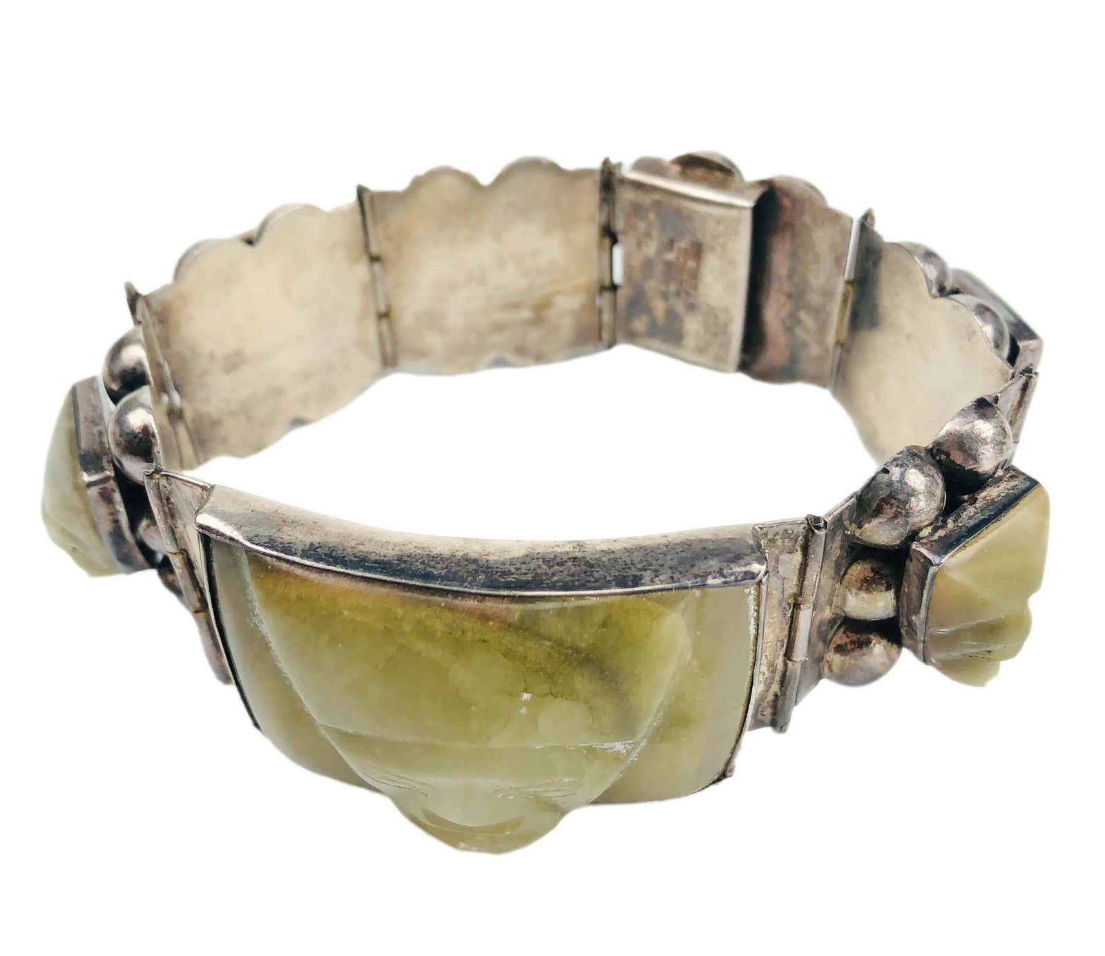 Mexico Sterling Silver Mayan Mask Face Bracelet (1 of 4)