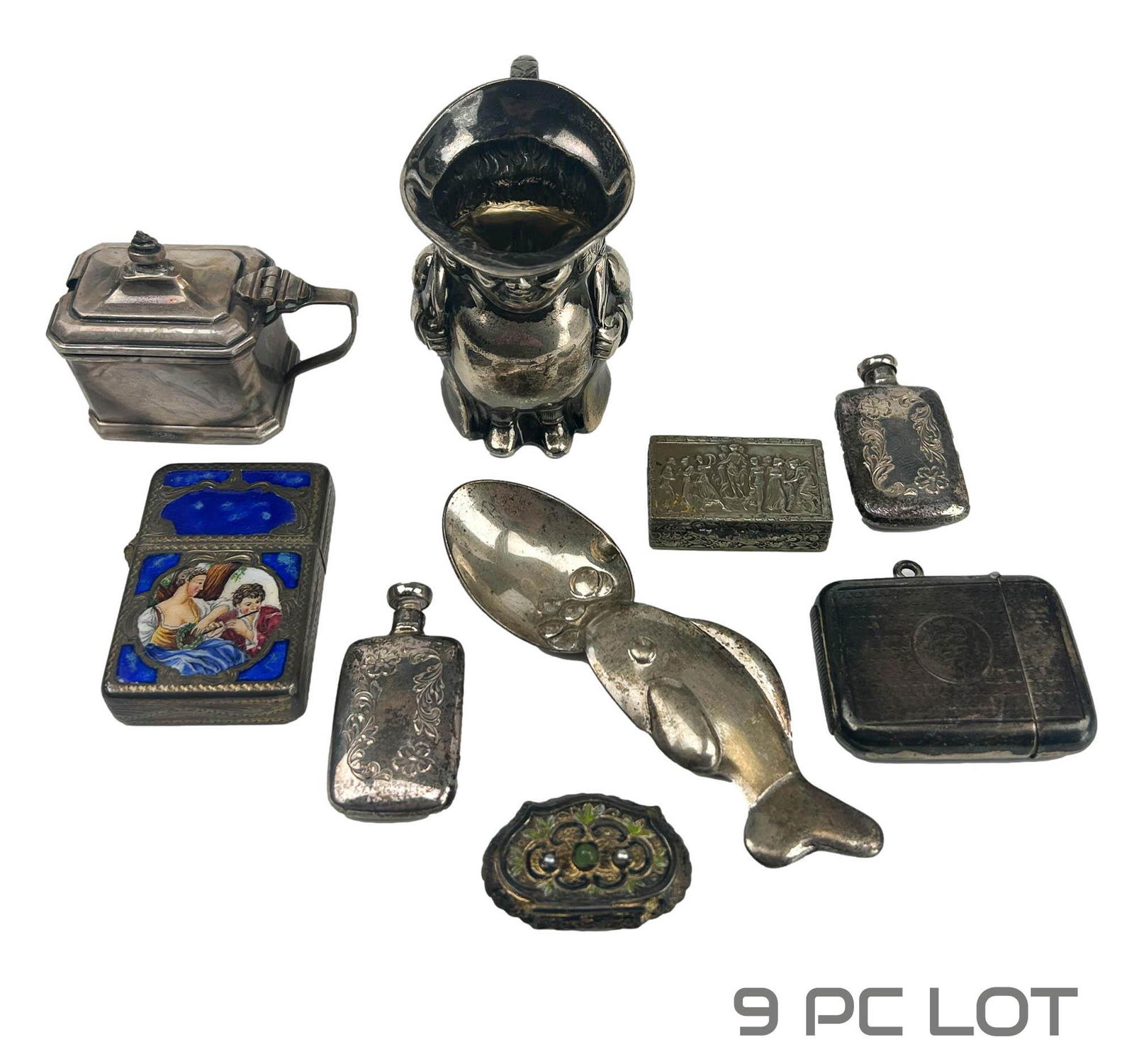 800 Sterling & English Silver Case Box Spoon LOT (1 of 6)