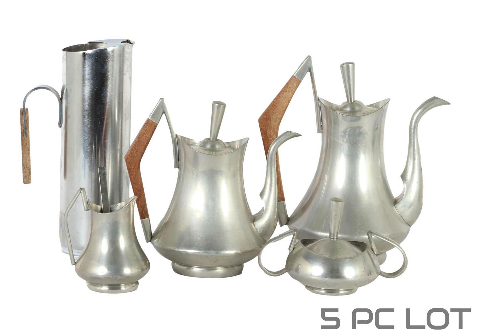 Art Deco Pewter Tea Set & Stainless Pitcher Jug (1 of 6)