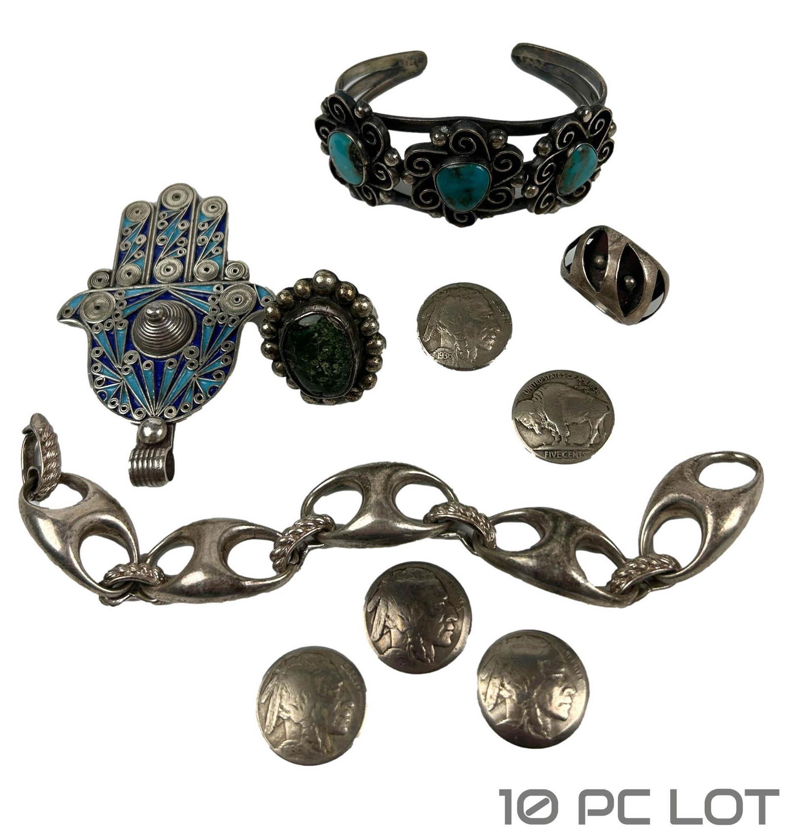 925 Silver Turquoise Bracelet Ring Pendant 5pc LOT (1 of 9)