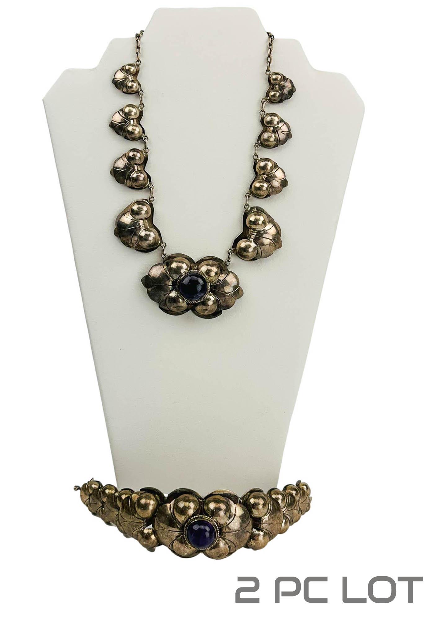 Mexico Sterling Silver Amethyst Bracelet Necklace (1 of 5)