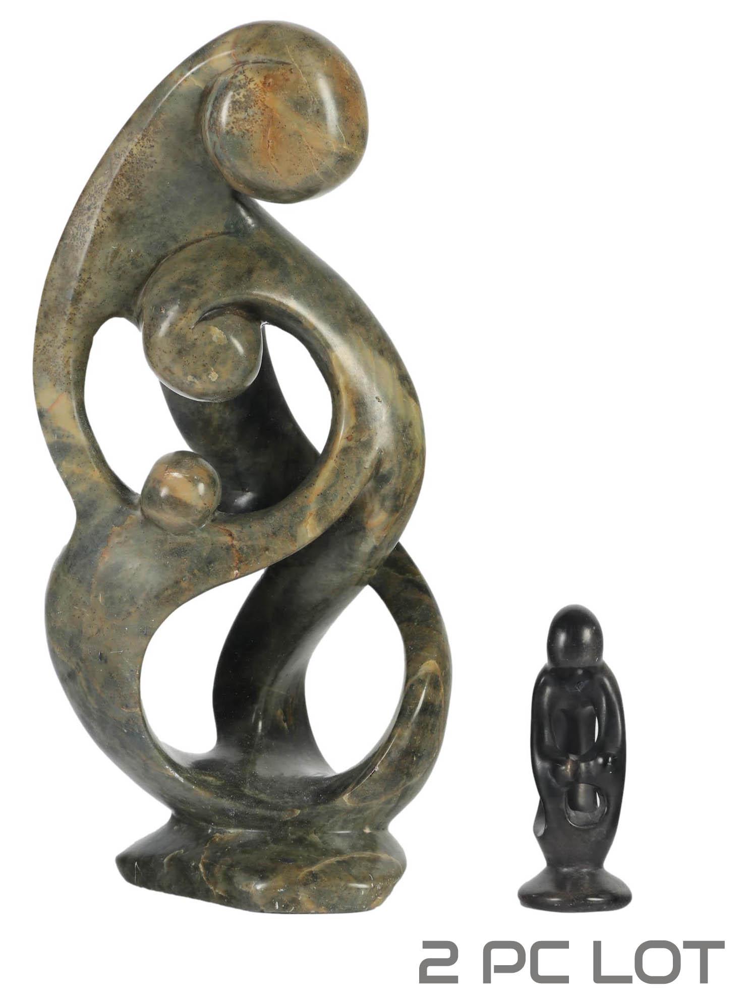 African Carved Soapstone Figural Sculpture 2pc LOT (1 of 6)