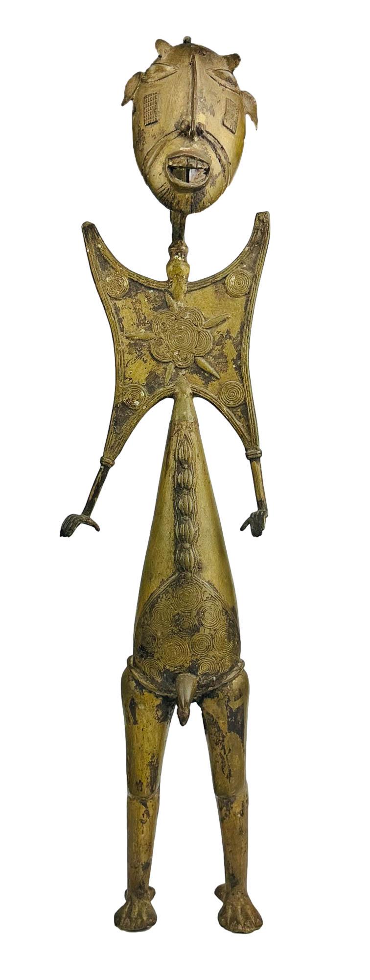 African Benin Bronze Male Figure Vanity Sculpture (1 of 3)