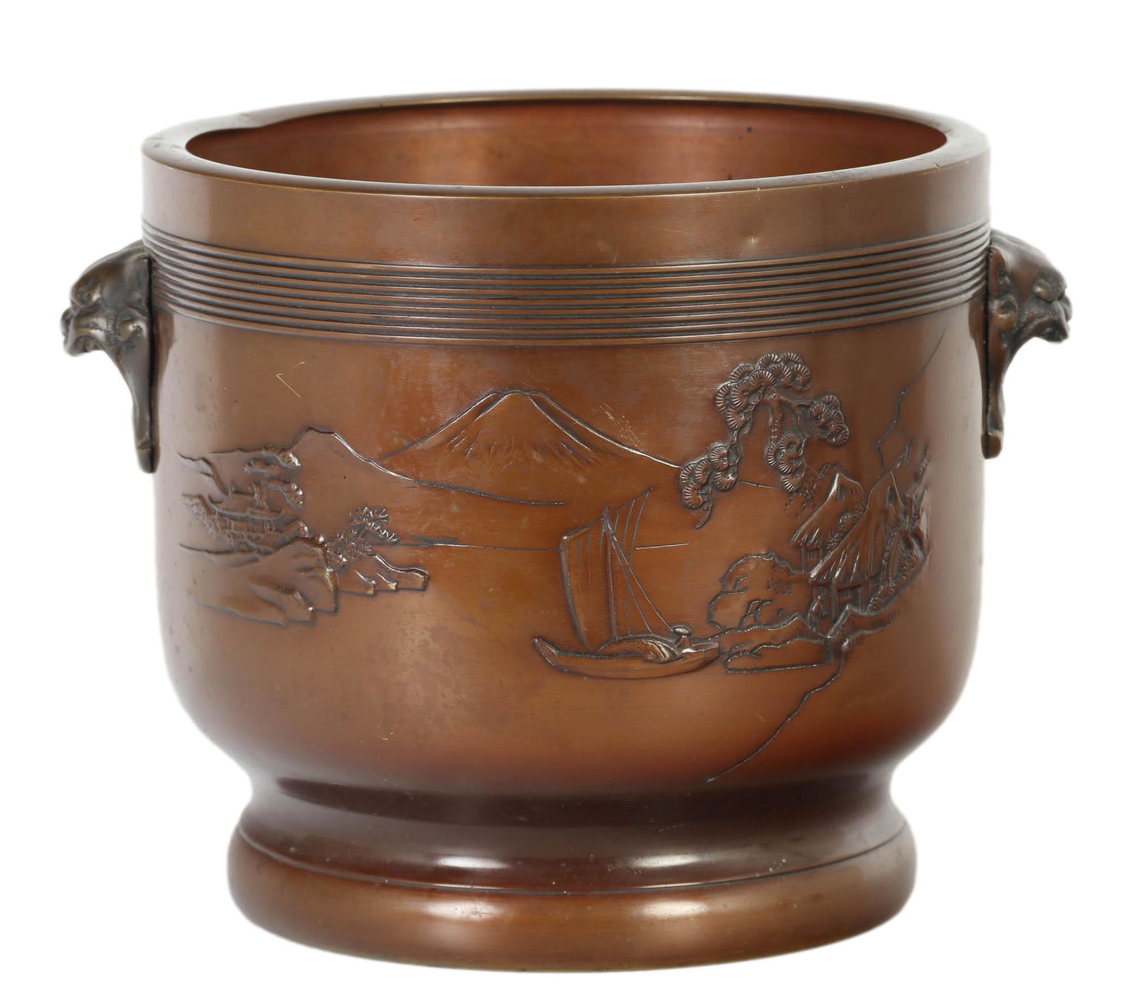 Asian Bronze Double Handled Vessel Ice Bucket Vase (1 of 5)
