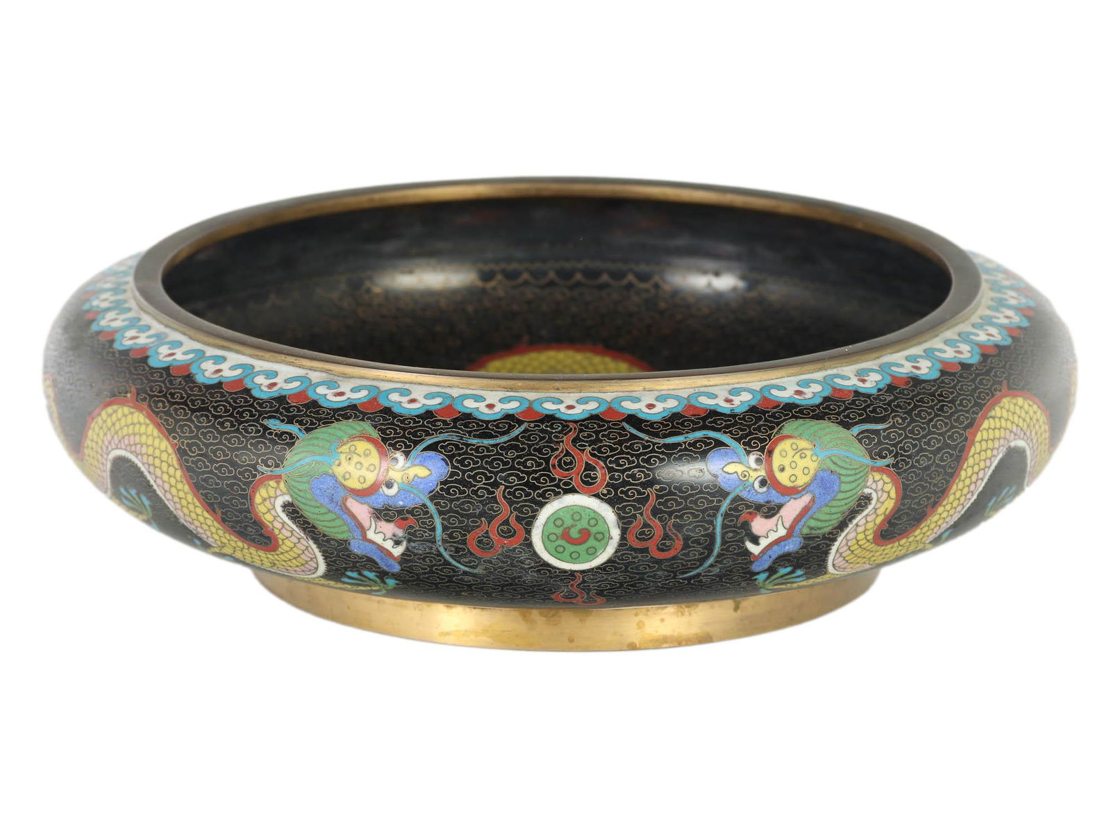 Chinese Export Cloisonne Enamel 5 Toe Dragon Bowl (1 of 5)