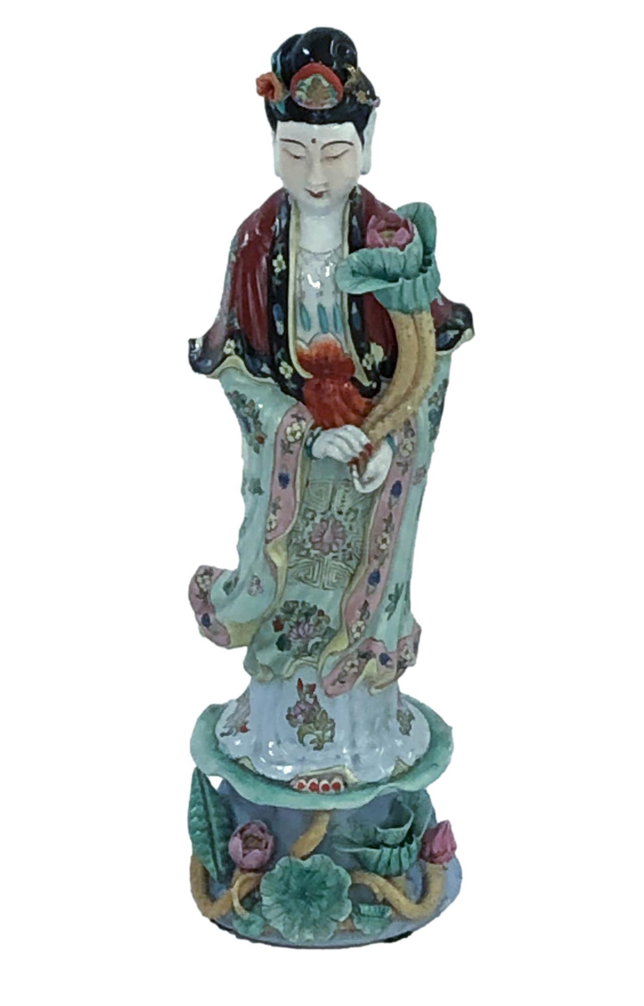 Chinese Porcelain Buddha Kwan Yin Deity Figurine (1 of 6)