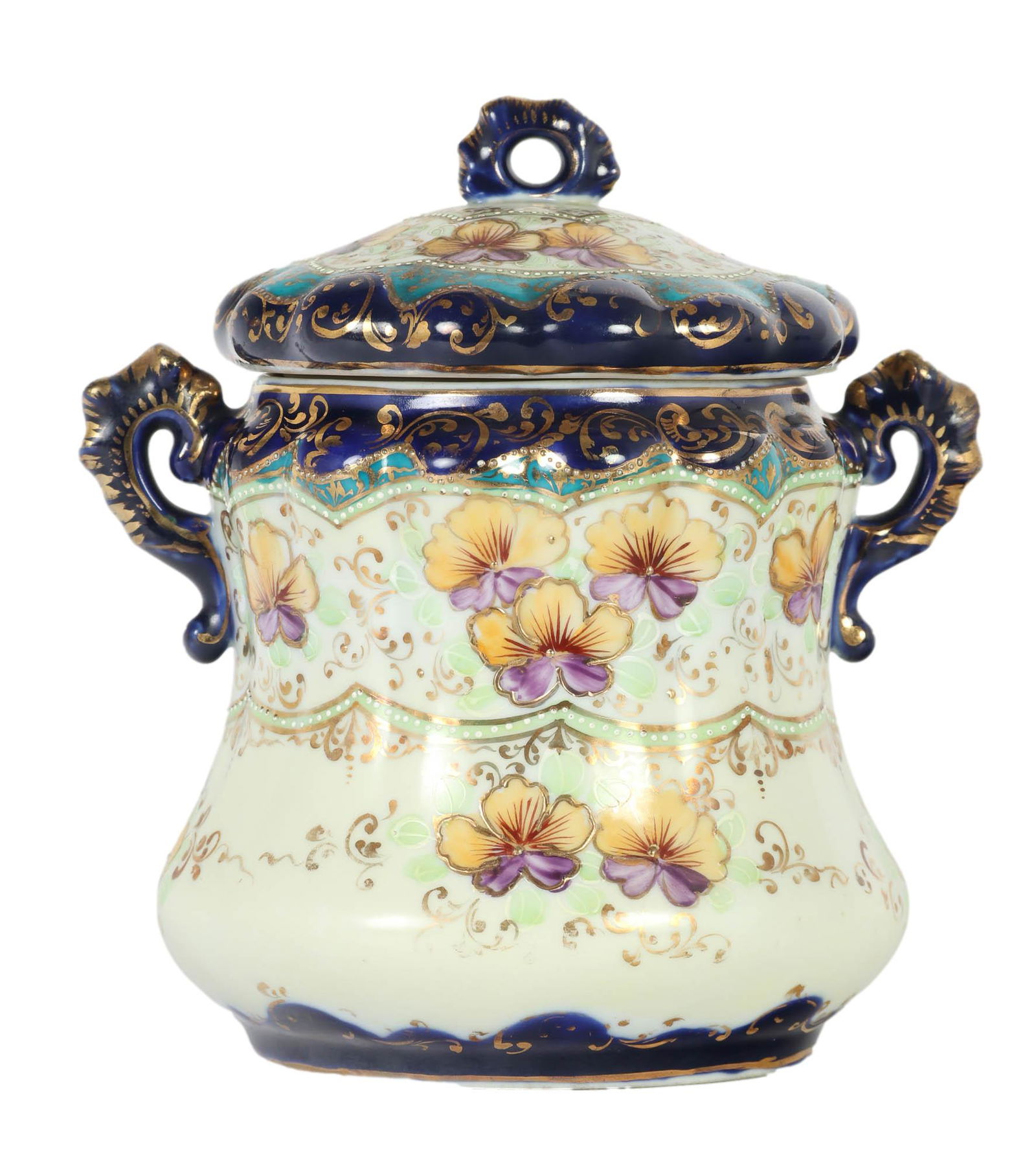Japanese Nippon Porcelain Gilt Floral Biscuit Jar (1 of 6)