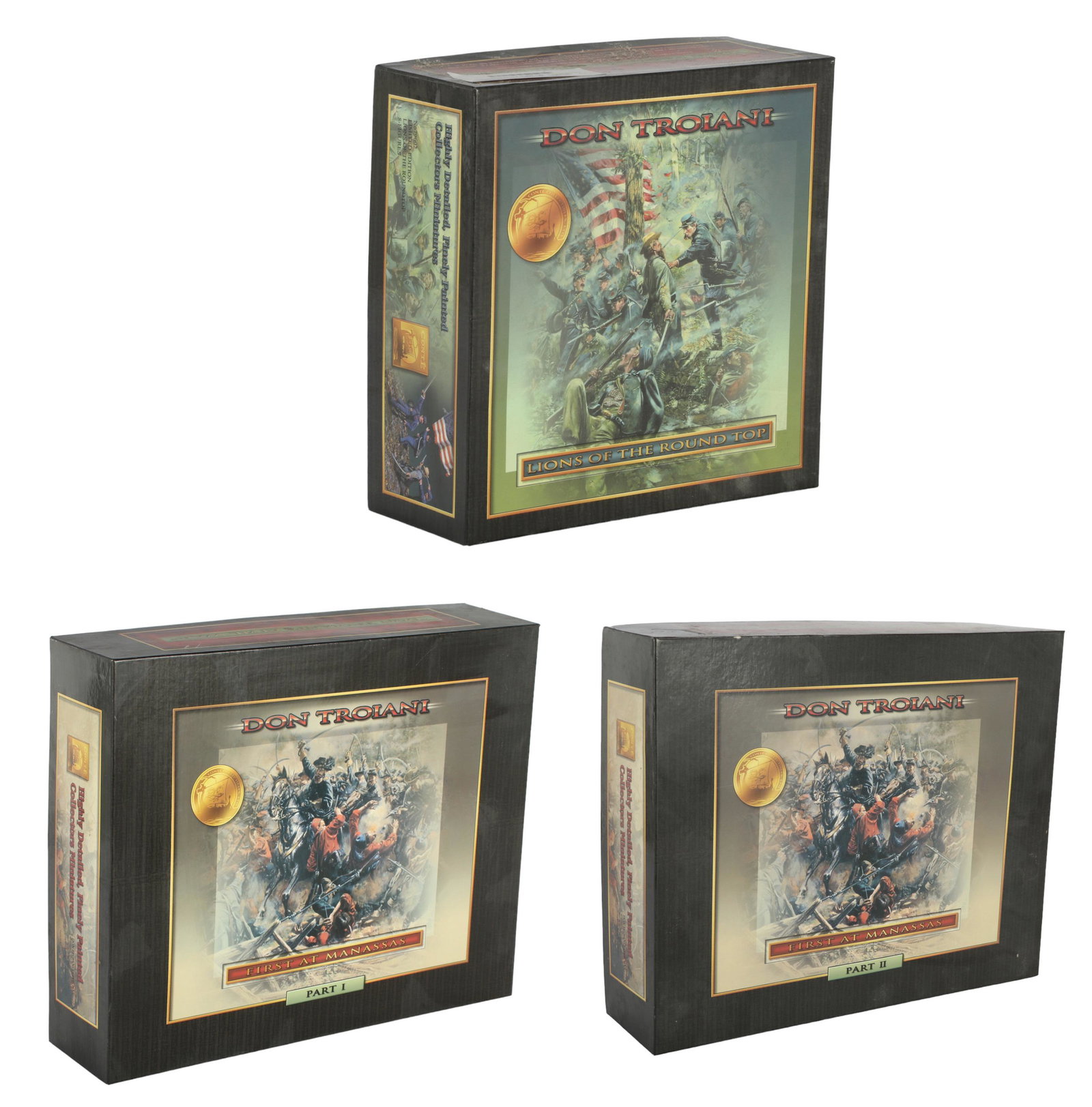American Civil War Metal Toy Soldier Figurines 34: An estate collection with 34 die cast metal toy soldier and additional figurines, all hand painted and depicting Union and Confederate troops from the American Civil War, all in original collectors bo