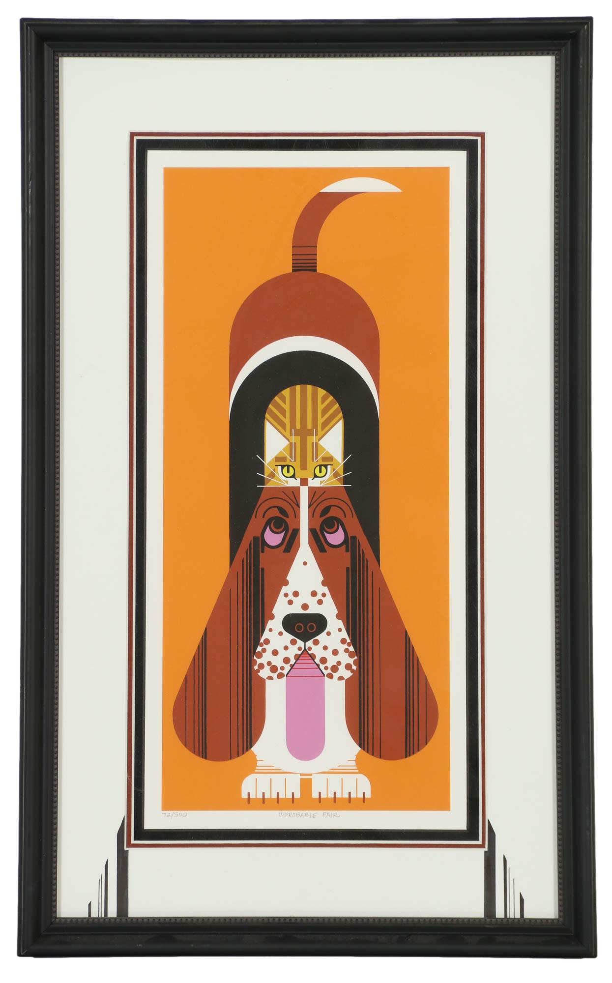 Charley Harper 1922-2007 Cat Dog Color Lithograph (1 of 5)