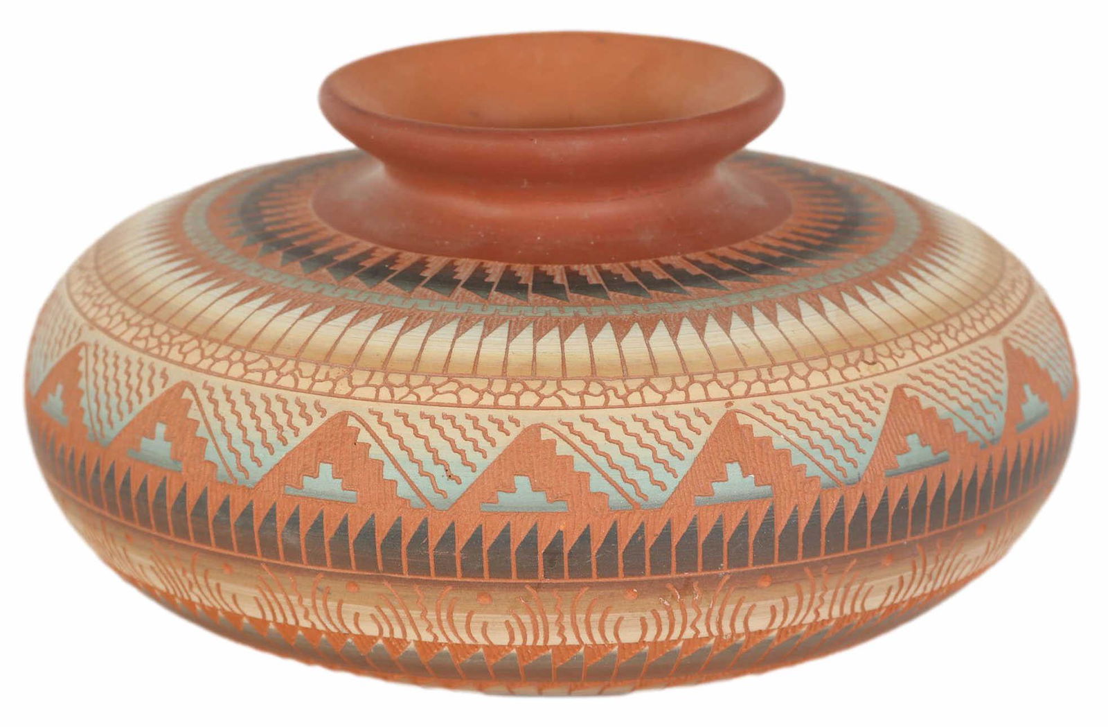 Native American Navajo Etch Terracotta Vase SIGNED (1 of 7)