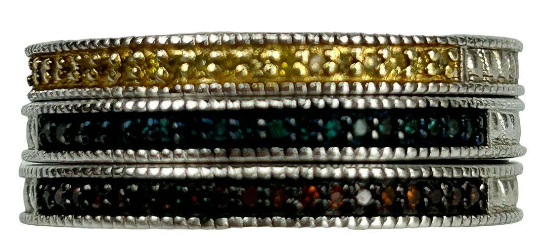 Designer JS Sterling Silver 925 & Diamond Ring 3pc (1 of 3)