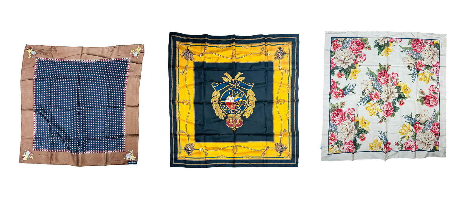 Ralph Lauren Horsebit Floral Silk Scarf Wrap LOT (1 of 10)