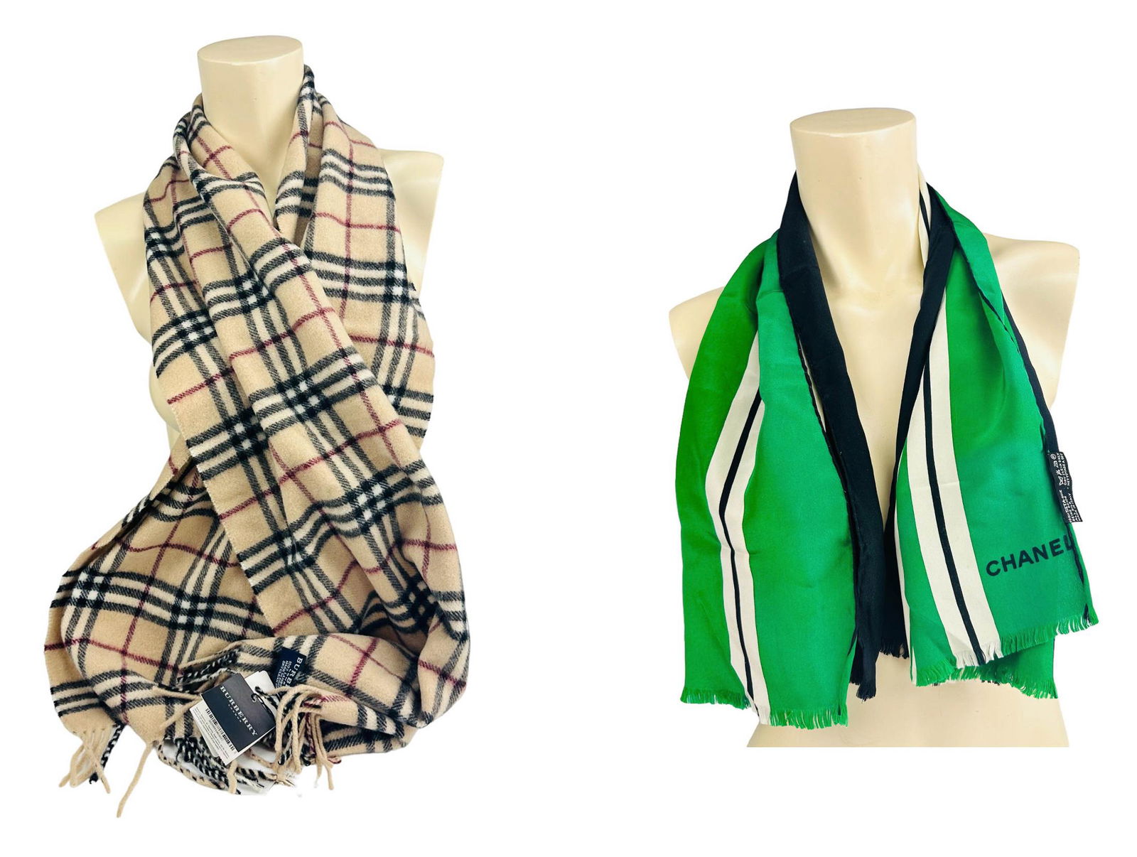 Chanel Burberry Silk Wool Designer Wrap Scarf LOT (1 of 5)