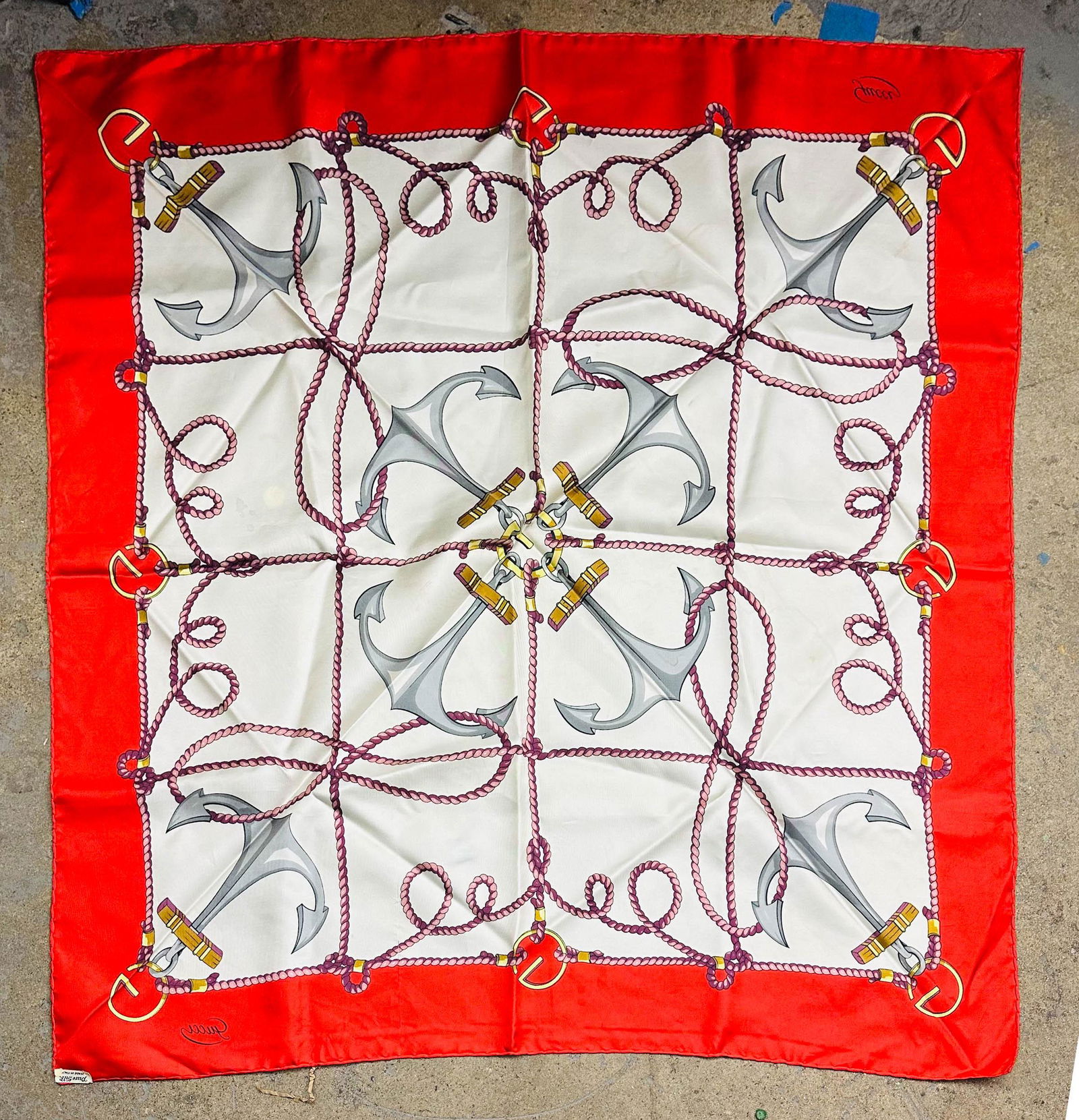 Gucci Ship Anchor Rope Marine Nautical Silk Scarf (1 of 4)