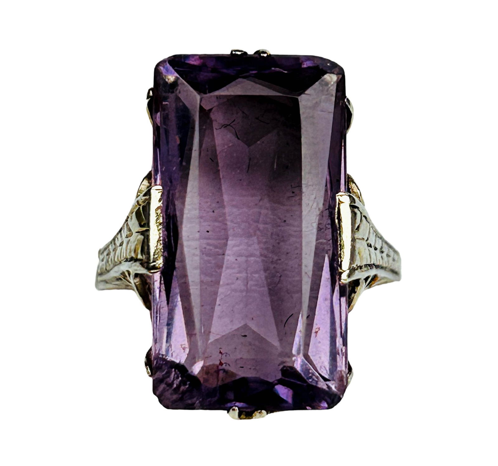 14K White Gold Purple Amethyst Edwardian Ring Size 4 (1 of 3)