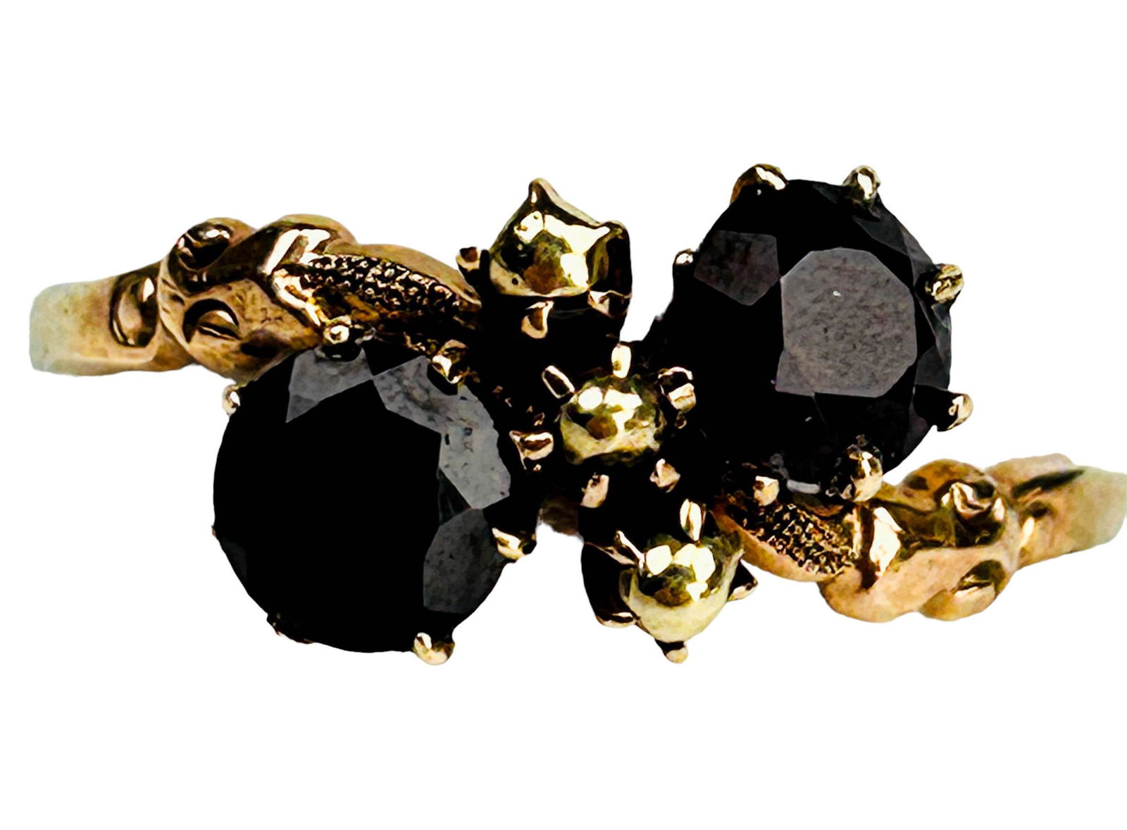 14K Bohemian Garnet Bypass Twin 2 Stone Ring S8.5 (1 of 3)