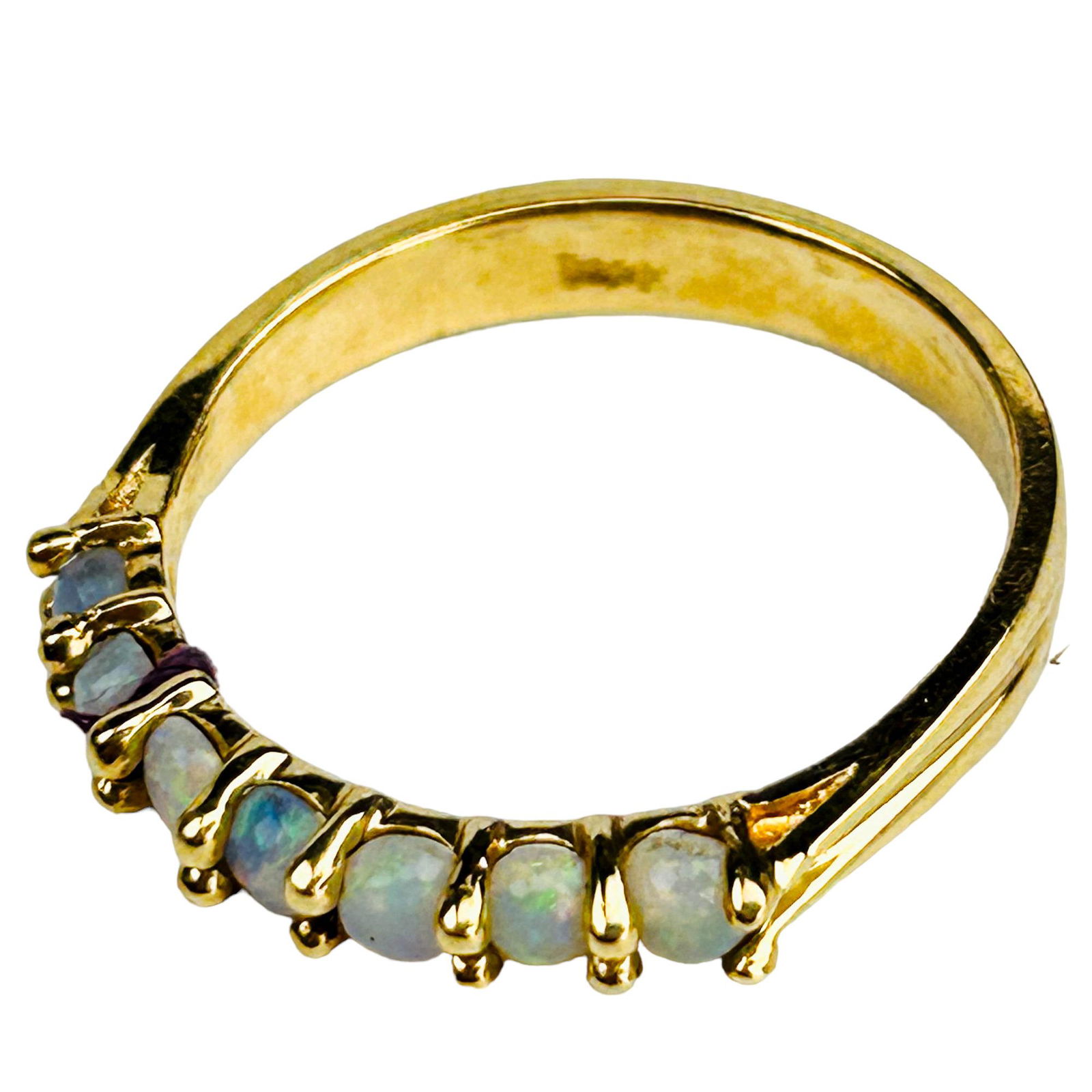 14K Gold Australian Opal Stack Band Ring Size 7.5 (1 of 3)