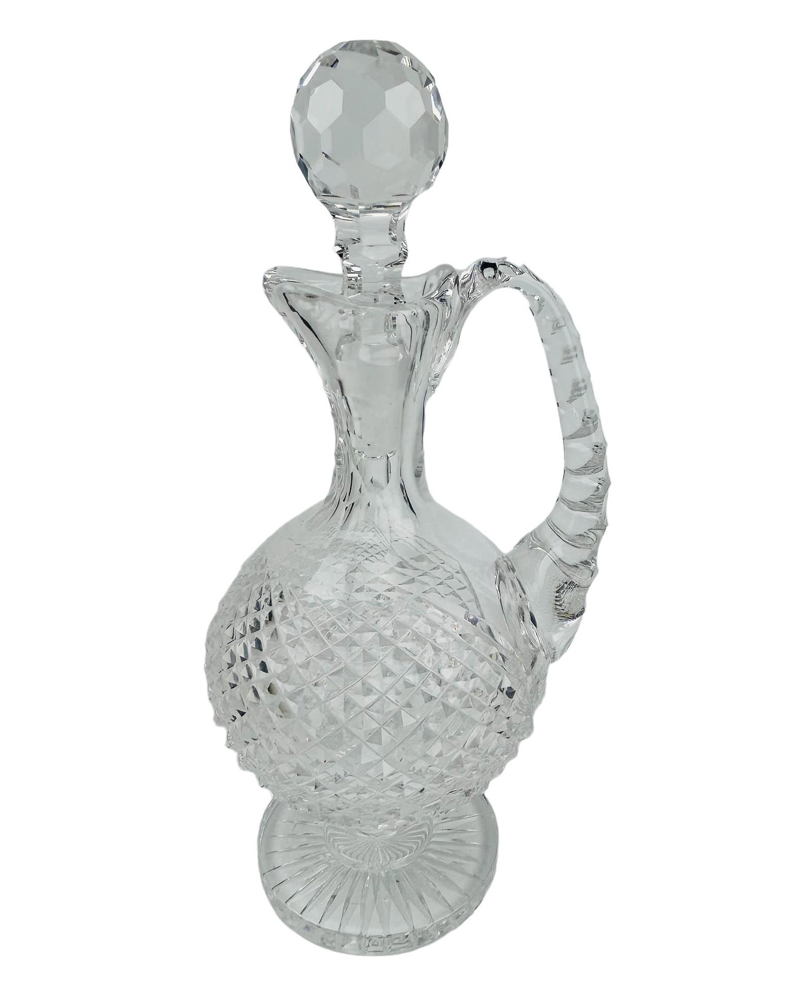 Waterford Crystal Heritage Collection Decanter Jug: Waterford Irish Cut Crystal Bar Barware Heritage Collection Master Cutter Claret Wine. Features a diamond quilted pattern around the body with thumb print design on the applied tapered glass handle. M