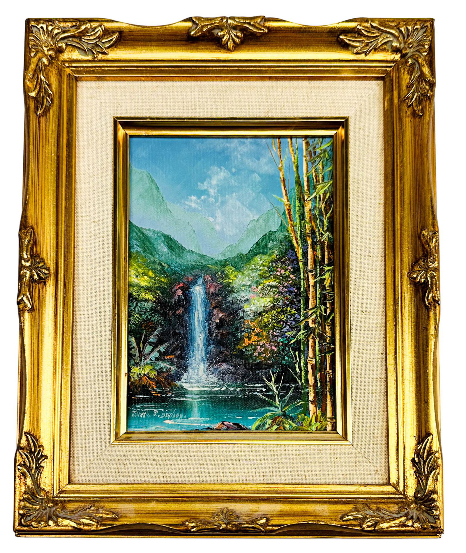 Theresia Brinson b1926 Hawaiian Waterfall Painting (1 of 5)